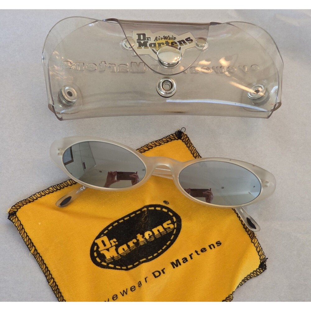 Rare Vintage Dr Martens AirWair Sunglasses 90s Mirrored Oval Original Clear Case